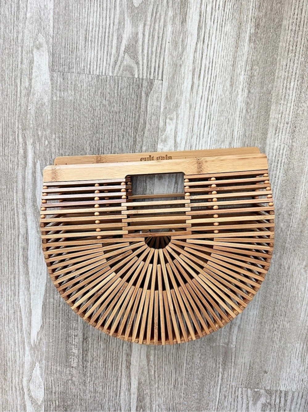 Cult Gaia Ark Bamboo Clutch Brown